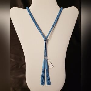 Kendra Scott NWT "Phara" Lariat Style Necklace with Tassels, Periwinkle Blue